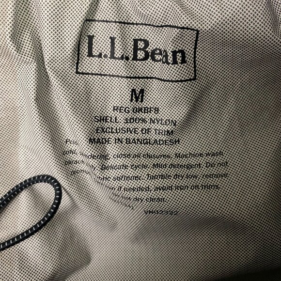 LL Bean Rain Pants Men's Medium Black Waterproof TEK Nylon Drawstring Ankle Zip - Picture 7 of 12
